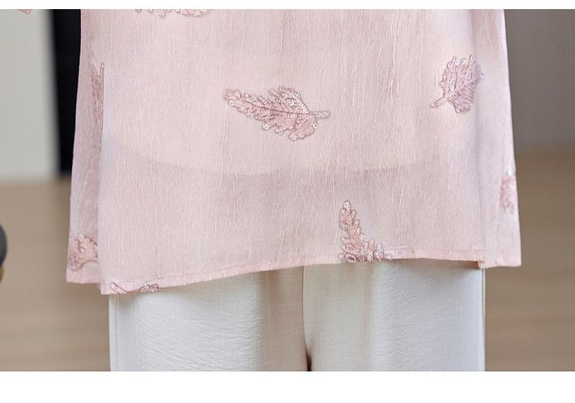 Mom's Summer Chic Chinese-Style Loose T-Shirt Set for Women
