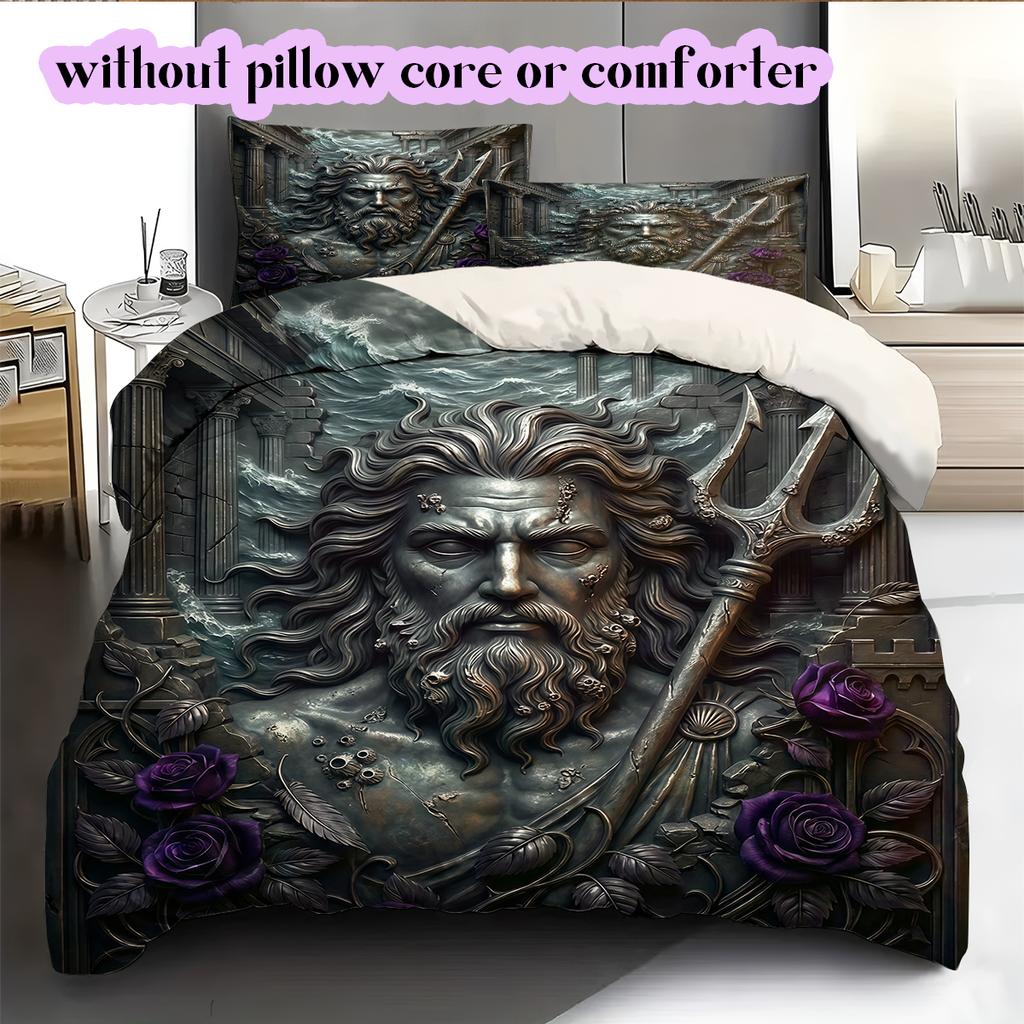 Metal reliefs Pattern Bedding Quilt Set Quilt Cover Pillowcase Home Decoration Birthday Gift (1 * duvet cover + 2 * pillowcase, without core)