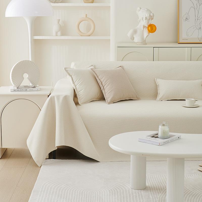 Teddy Velvet Waterproof and Anti Slip Solid Color Minimalist Sofa Cover Cloth Full Cover Cloth Winter Living Room Fabric Blanket