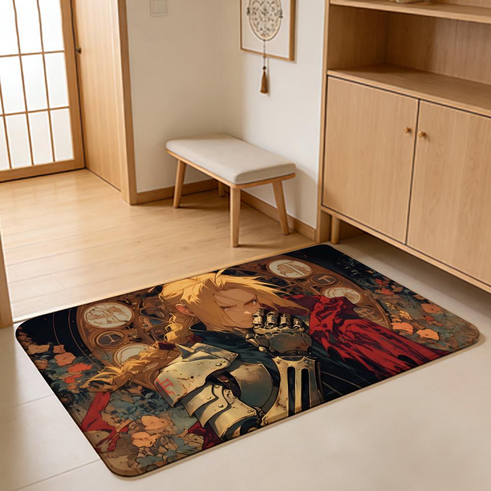 ANIME F-Fullmetal Alchemist Floor Mat Absorbent Floor Mat Non-Slip Entrance Rug for Bathrooms Restrooms and Toilets