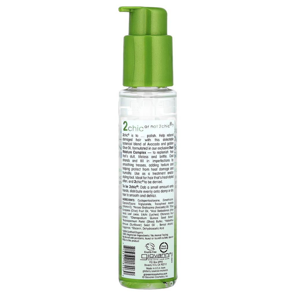 2Chic®, Ultra Moist Super Potion Anti-Frizz & Bonding Serum Oil, For Dry & Damaged Hair, Avocado + Olive Oil, 81 Ml (2.75 Fl Oz)