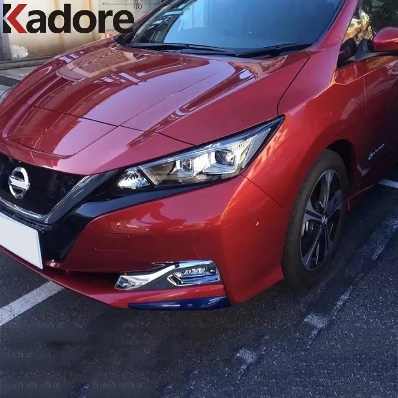 For Nissan Leaf 2017 2018  Chrome Front Fog Light Lamp Cover Trim Foglight Molding Garnish Bezel Trims Car Accessories