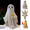 Halloween Ghost Figurine Spooky Candle Flower Swing Ghost Resin Statue Sculpture Indoor Outdoor Garden Desktop