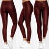 Spring Women's Solid Color Skinny Leather Casual Long Pants