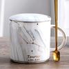 400ML Twelve Constellation Marble Cup with Cover Long Spoon Ceramic Party Tableware Set Porcelain Breakfast Coffee Mug Cup