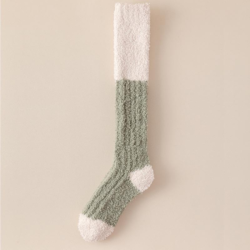 Women's Coral Fleece Plush Long Socks: Thick, Warm Sleeping Socks for Autumn & Winter