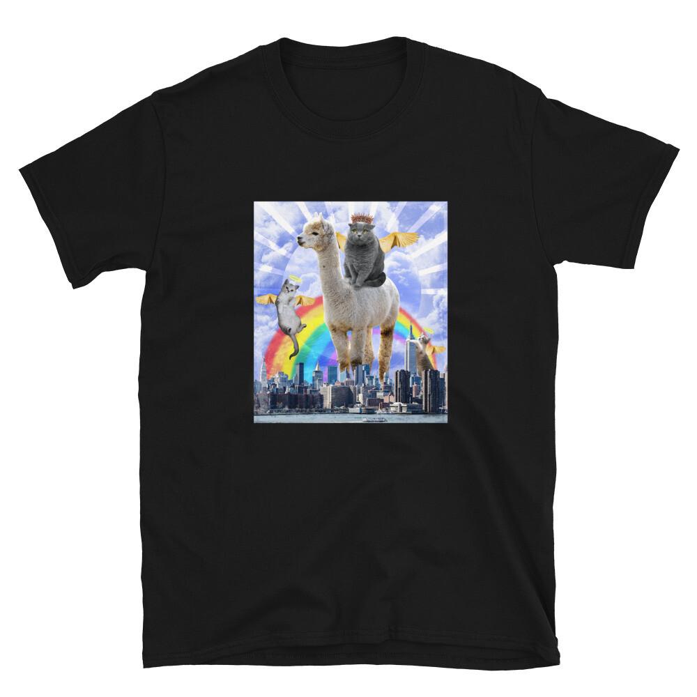 Cat Meme Angels Rainbow Flashy T-Shirt