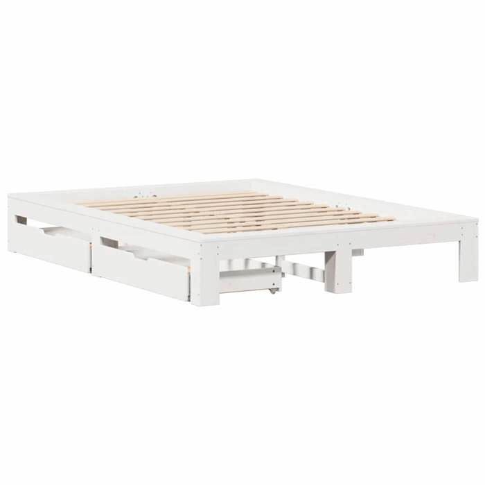 VidaXL Cadre de lit sans matelas blanc 140x190 cm bois de pin massif, sommier, cadre de lit double, cadre de lit en bois 3309012
