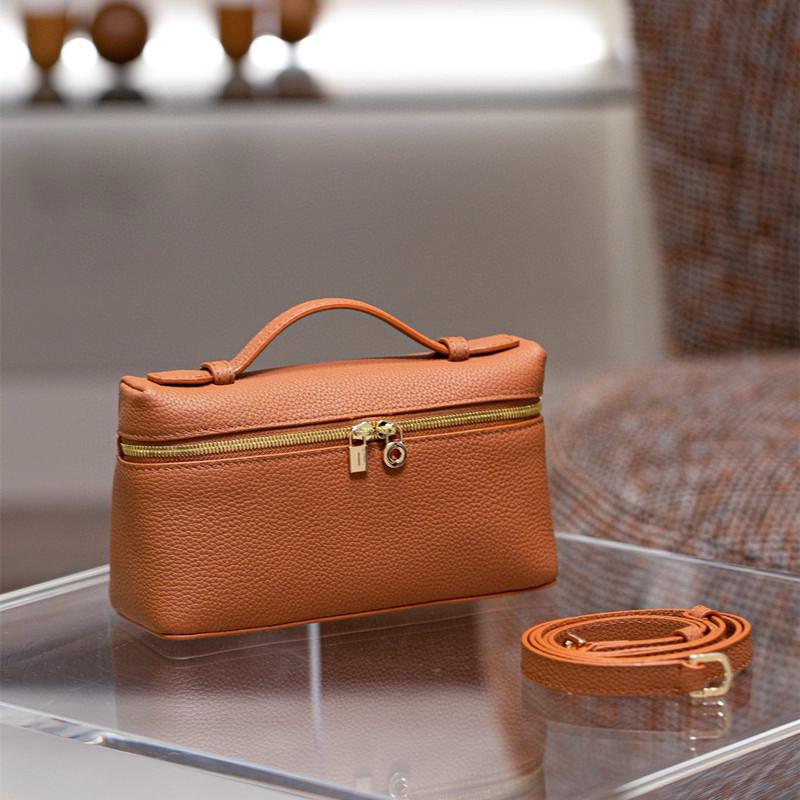 2025 Women's Genuine Leather Crossbody & Clutch Bag - LP19 Top Layer Cowhide Lunch Box Design