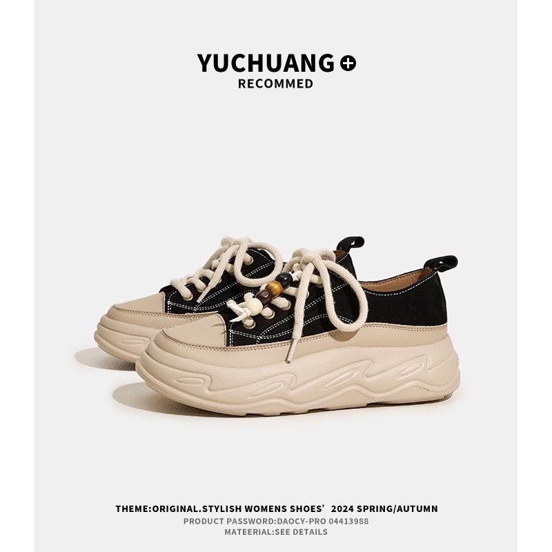 

Muffin thick bottom first layer cowhide casual shoes women s 2025 spring and autumn non-slip breathable versatile retro sports shoes women 34