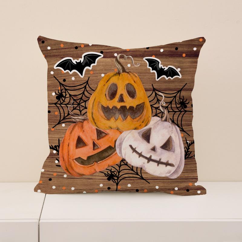 

New Halloween Throw Pillow Cover, Festive Atmosphere Arrangement Cushion Cover, Short Plush Pumpkin Print Sofa Cushion 45X45cm (pillowcase only)