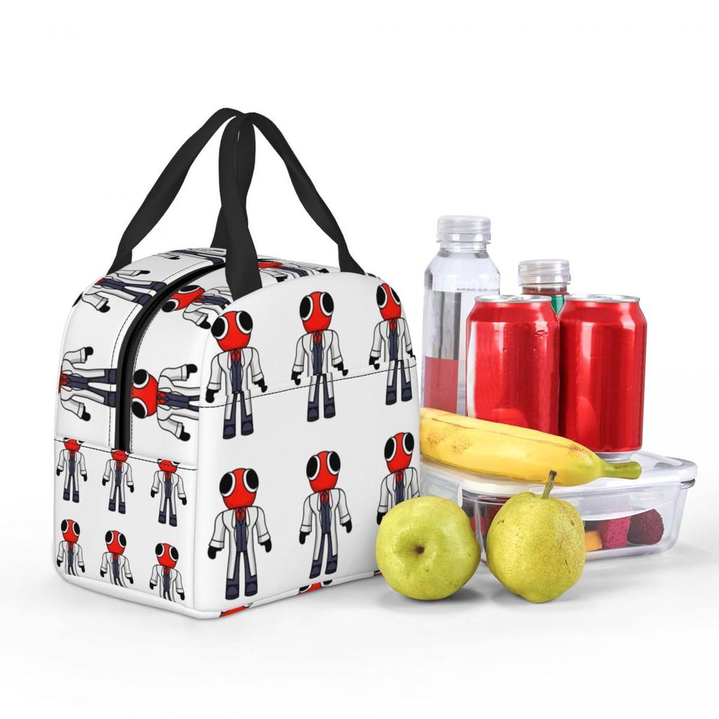 Red Scientist Rainbow Friend Insulated Lunch Bag for Kids School Cooler Thermal Food Box Tote Leakproof Lunch Boxes Container