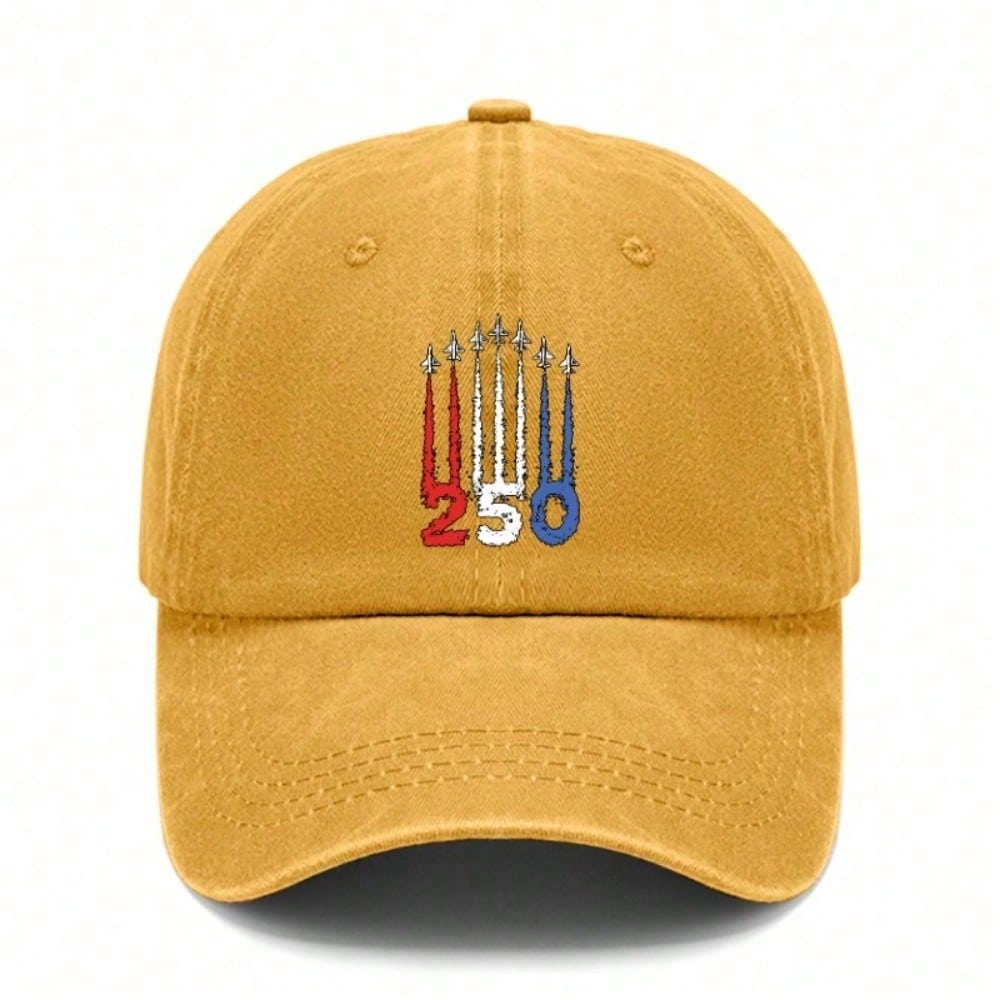 [Patriotic Baseball Cap] 250Th Anniversary Jet Formation Print Polyester Adjustable Hat Lightweight Curved Brim Casual Outdoor Sports - Dad Hat,
