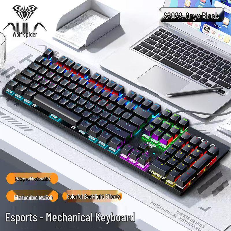 

Tarantula S2022 Wired Mechanical Keyboard with Blue Switches, USB Connectivity, and Luminous Design for Desktop, Laptop, Office, and Gaming. чорний
