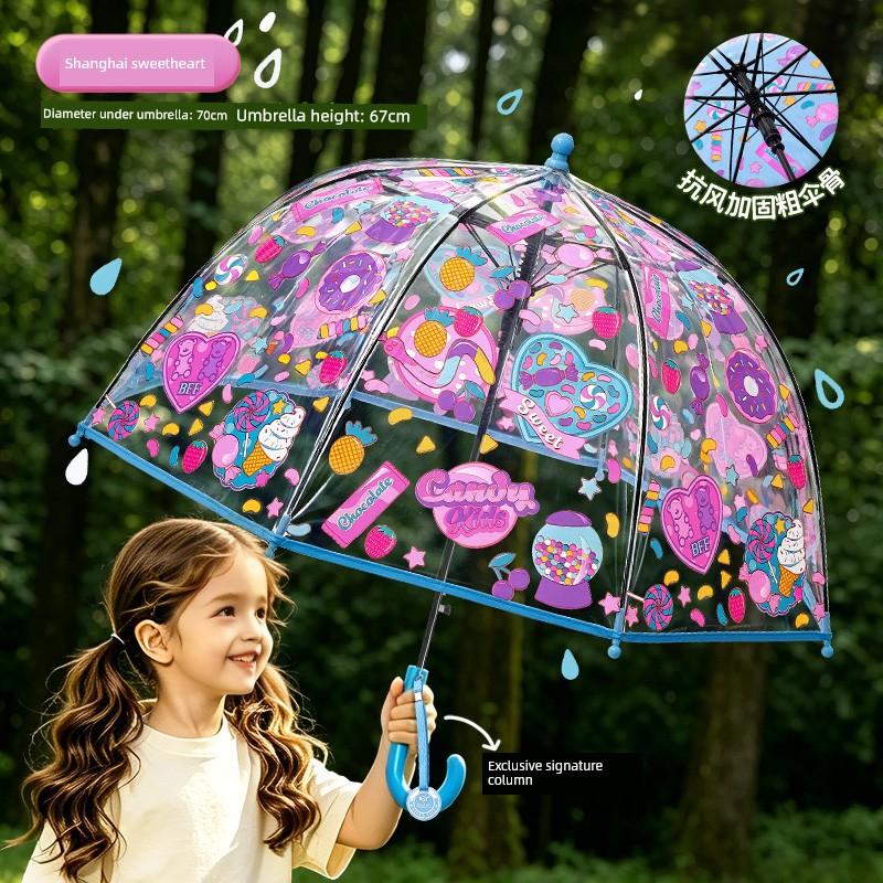 Transparante Paraplu voor Kinderen, Kleuterschool, Basisschoolleerlingen, Speciale Paraplu voor School, Kinderen, Meisjes, Jongens, Lichtgewicht Model