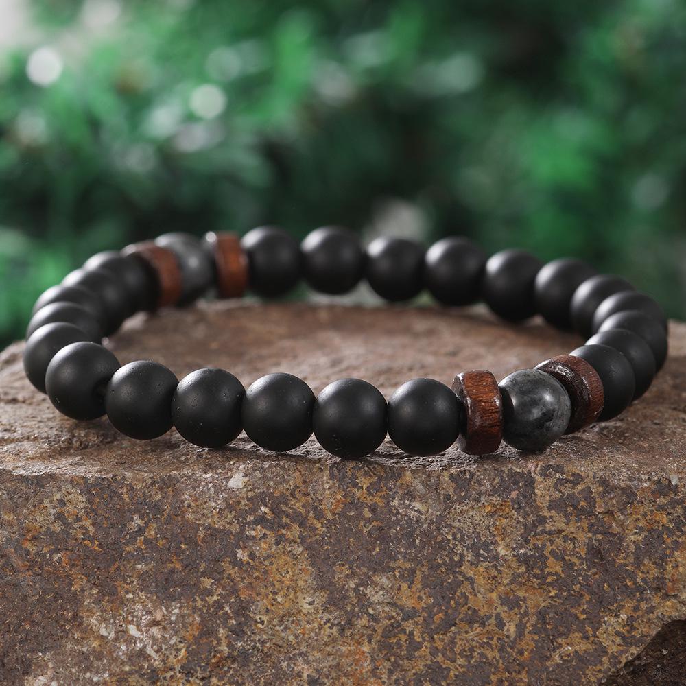 Volcanic and Black Iron Stone Couple Bracelets - Shining Gemstone Style.