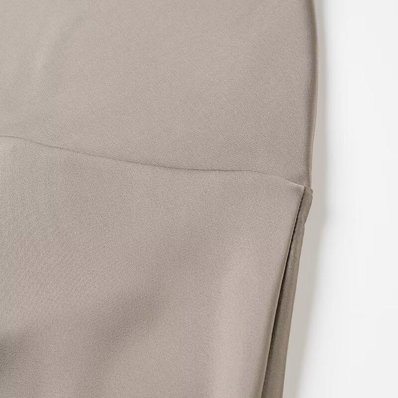 Spring 2025 Women's Fashion: European & American Style Backless Halterneck Silk Satin Short Dress