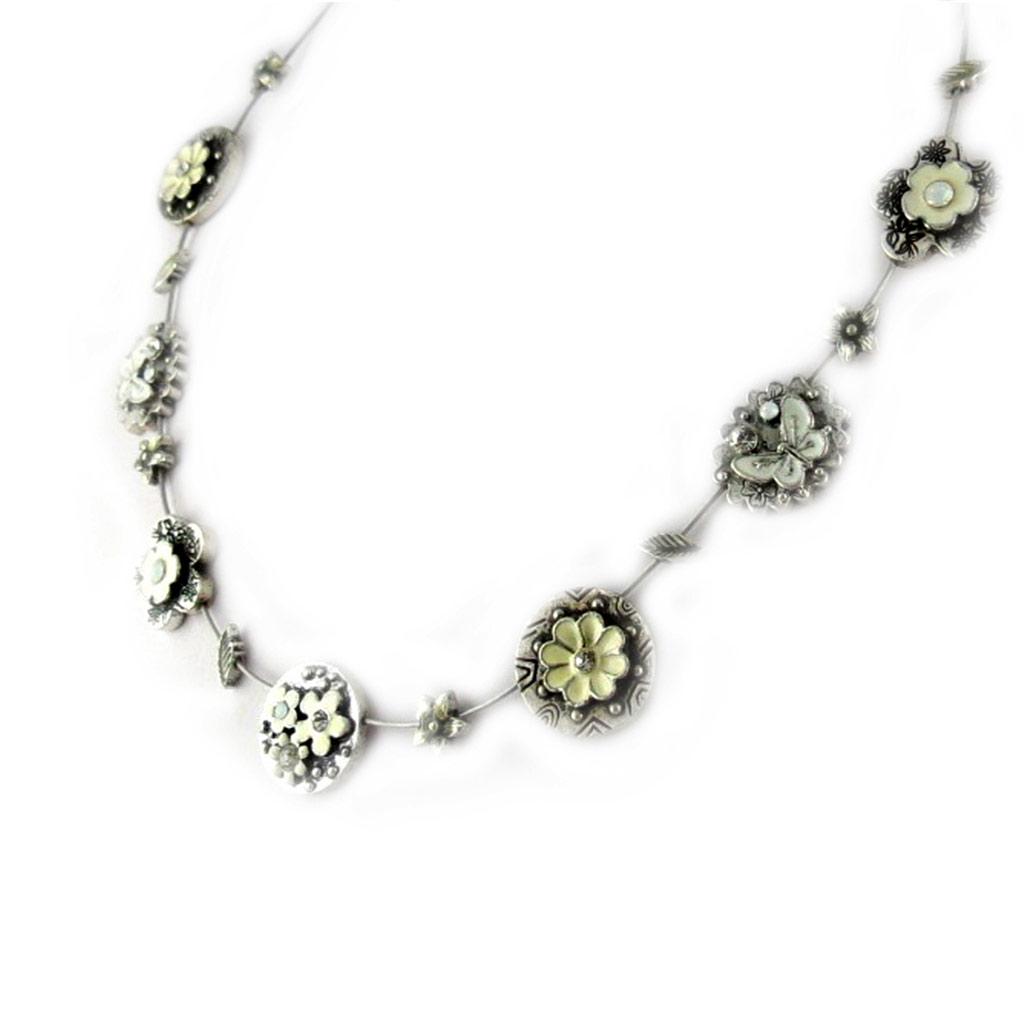 Les Trésors De Lily [D9133] - White 'Fleurettes' Designer Necklace