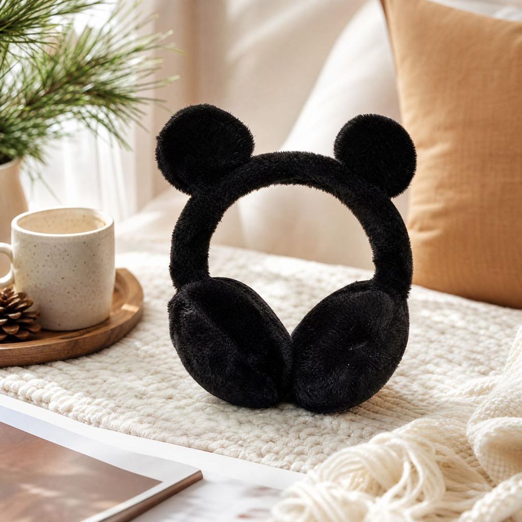 Winter Warm Plush Earmuffs with Bear Ear Design