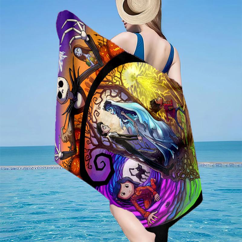 Moonlit Mystery Cora-line Beach Towel, Super Soft Microfiber, Gift for Her/Him, Birthday, for Pool, Beach, Travel, Home Decor Fan gifts