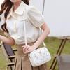 Embroidered Flower Bow Camera Bag Simple Women's Casual Small Square Bag PU Leather Shoulder Crossbody Bag AVE