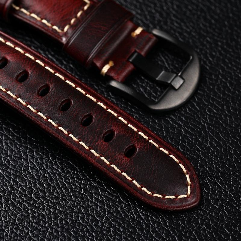 Cinturino in Pelle di Vacchetta Strato Superiore Fatto a Mano 18 19 20 21 22 23 24 26MM Pelle Cerata ad Olio Vera Pelle Vintage Braccialetto da Uomo
