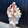 Sweet Beaded Phone Strap Plush Ball Car Key Ring INS Knit Beads Keychain  Children