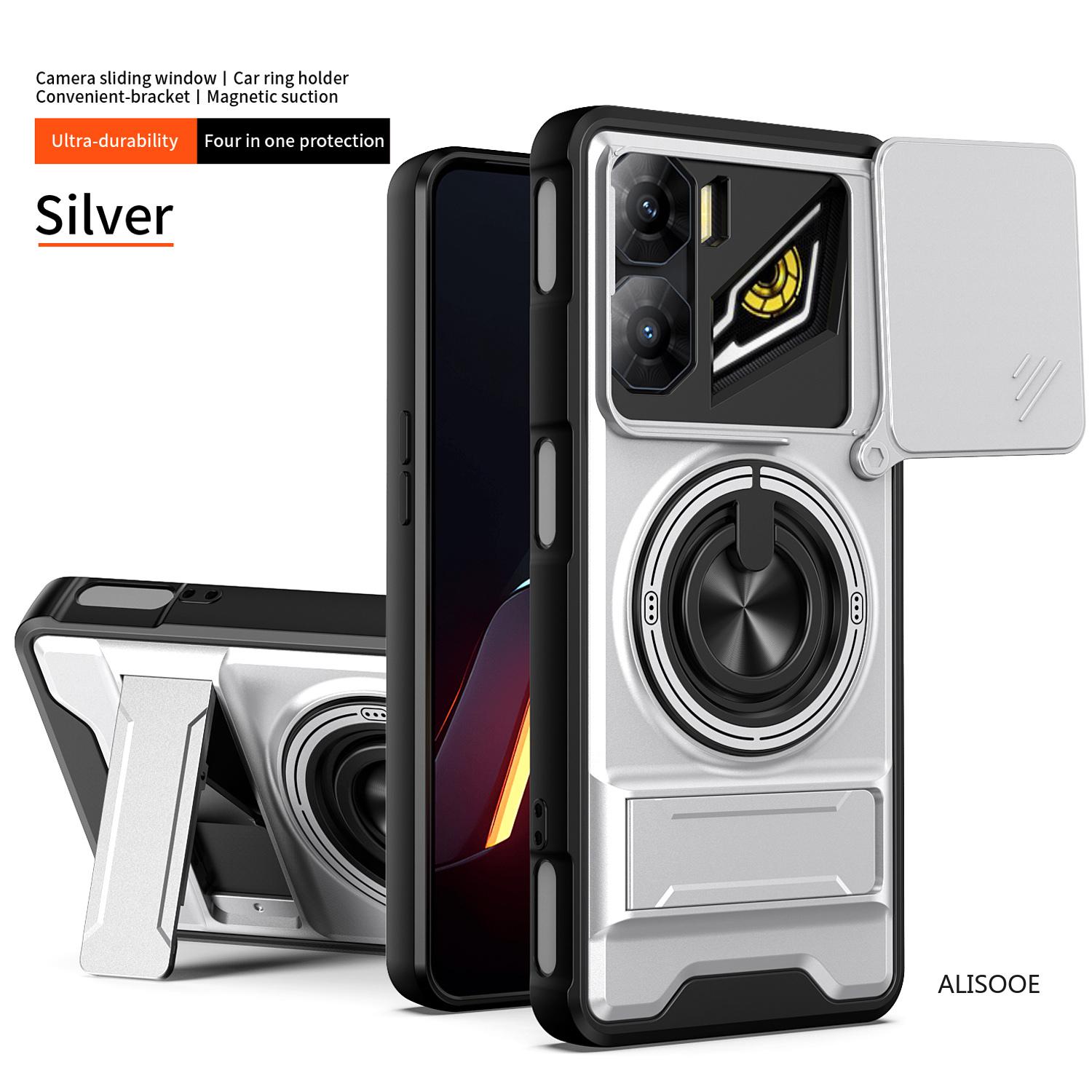 

Чехол для Nubia Neo 3 5G Чехол Вращающийся Сдвижной Защита камеры Кольцо-подставка Противоударная крышка Capa Funda for Nubia Neo 3 белый