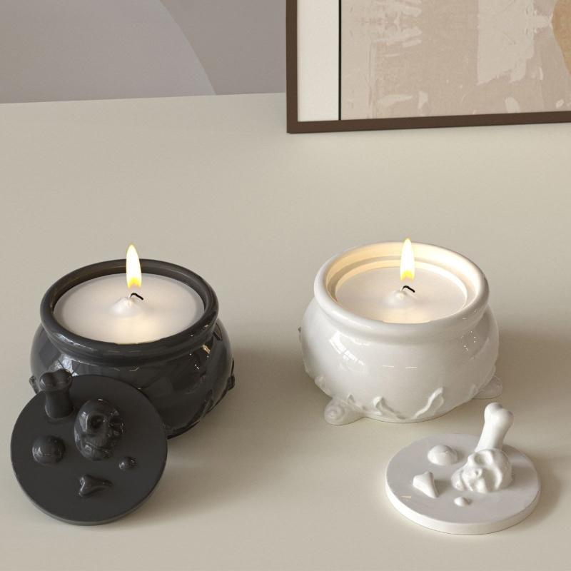 Silicone Skull Storage Jar Mold Suitable for Epoxy Resin Craft Halloween Organizers Storage Container with Hollow Design