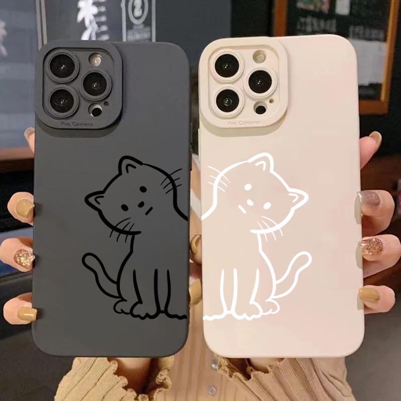 Cute Couple Cats Silicone Soft Phone Case For Samsung Galaxy S25 S24 S23 S22 S21 Ultra Plus FE A06 A26 A32 A33 A56 A34 A54 Cover