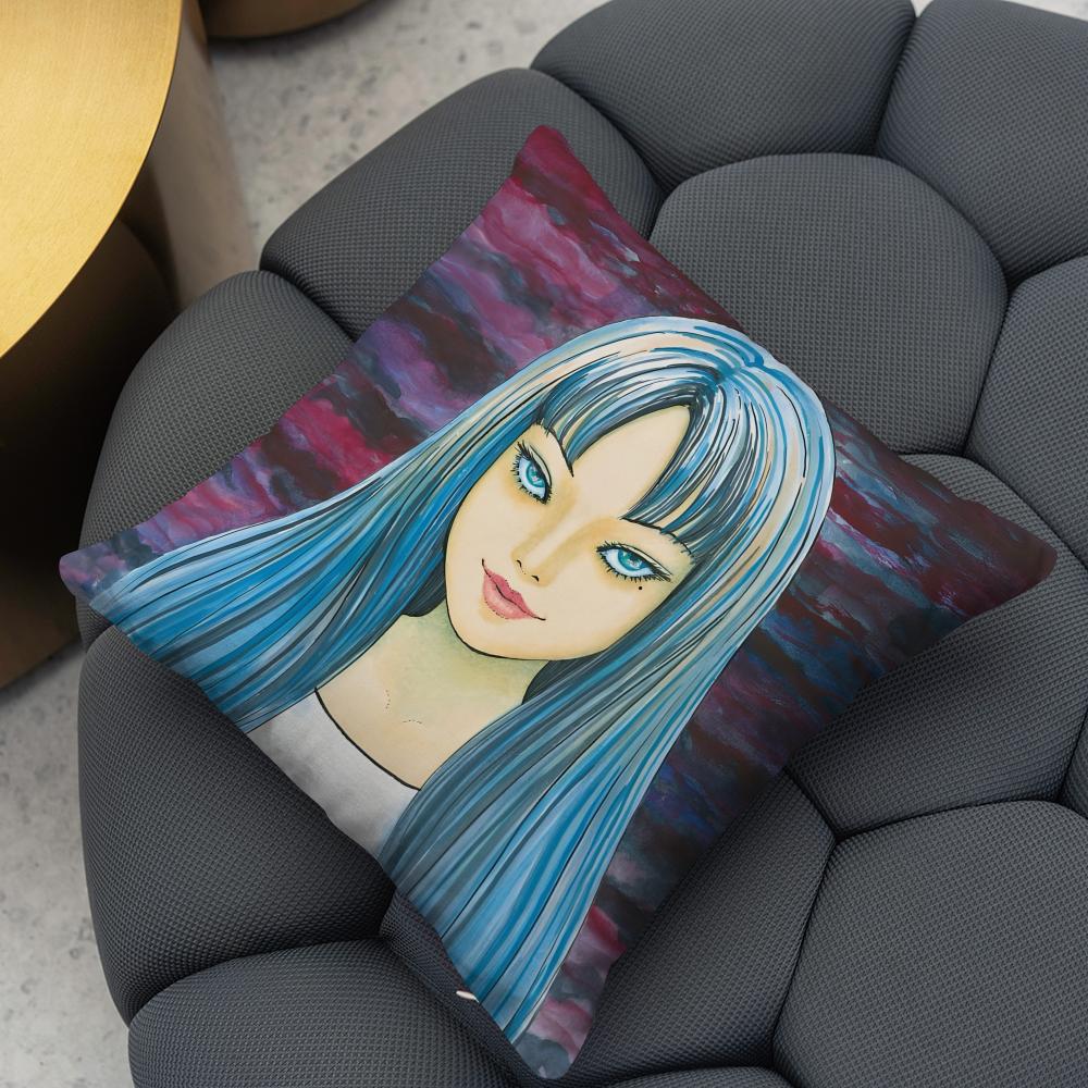 Tomie Cushion Cover Reversible Plush Pillow Cover – For car, sofa, bedroom, perfect as a gift.
