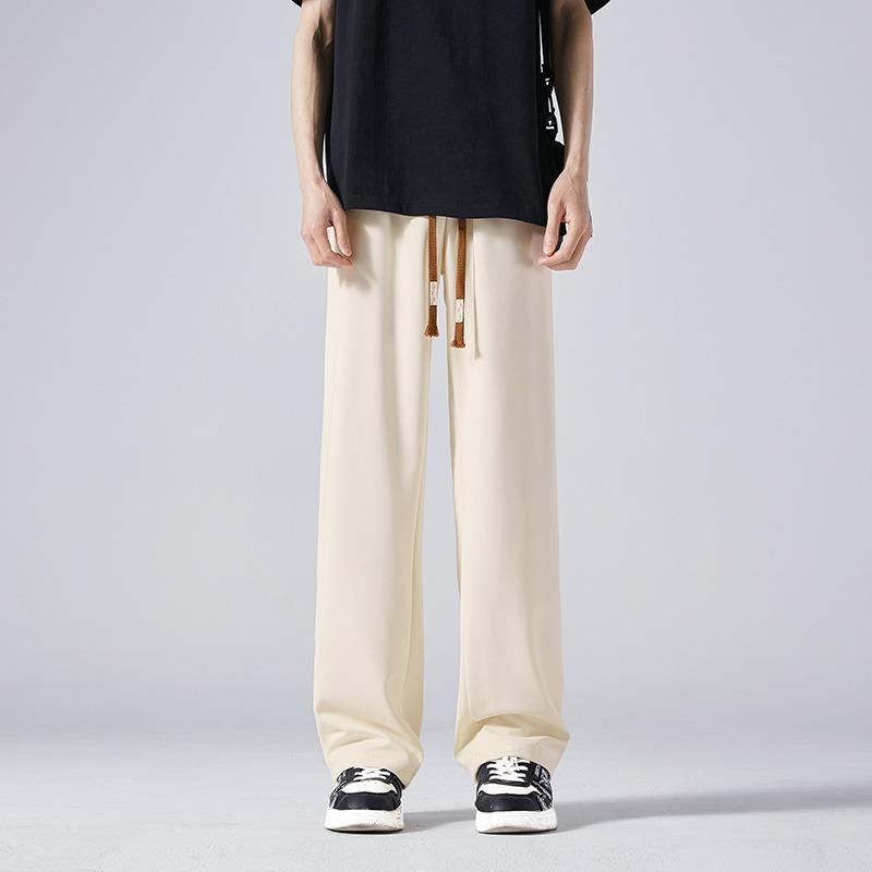 Mens Loose Straight Casual Long Sweatpants Trendy Versatile Daily Trousers