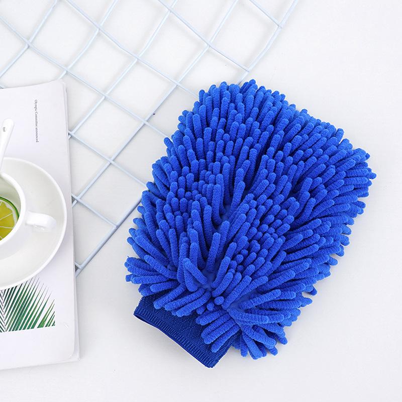 

Double-Sided Long Pile Chenille Car Wash Mitt with Coral-Insect Hand Wipe