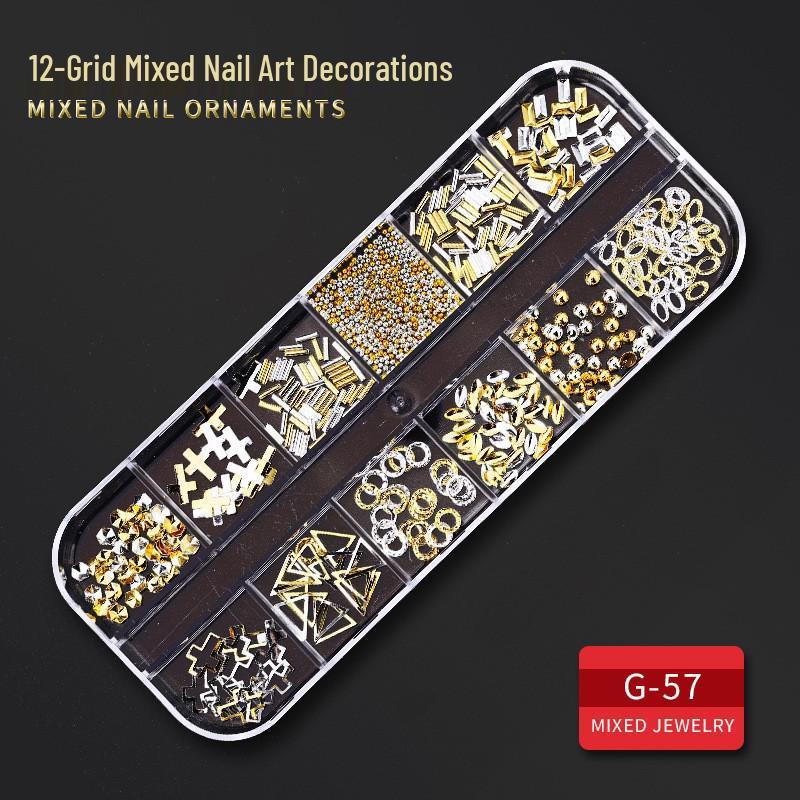 60 Nail Art Accessories: Rhinestones, Pearls, Rivets & Alloy Designs