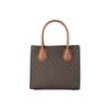 Michael Kors MK Mercer Serie Klassisch Französisch Vintage Monogramm Farbblock PVC-beschichtetes Canvas Akkordeon Tasche Damen Handtaschen Braun 35S1GM9M2B-BRN