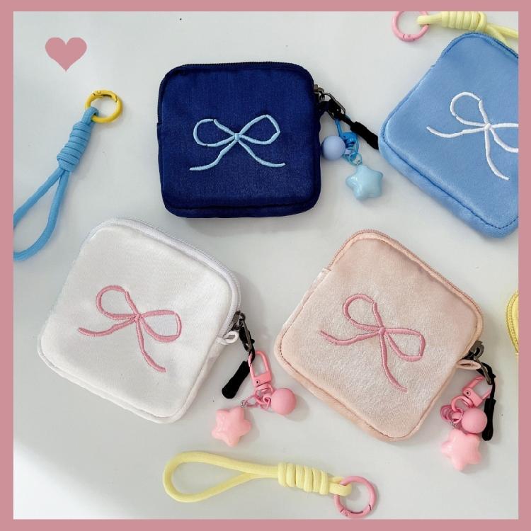 Multifunctional Small Stuff Pouch Organizer Bag and Removable Strap Set Elegant Bowknot Daily  Storage Solution