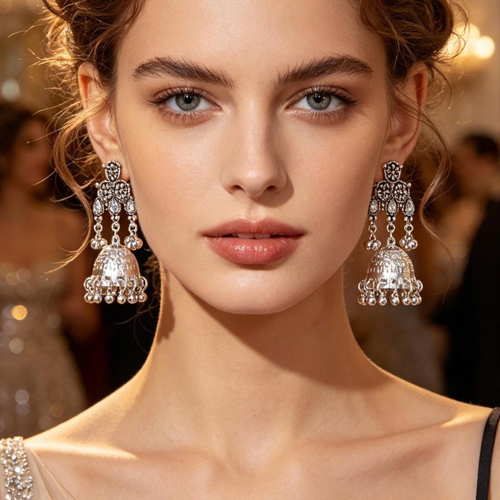 Indian-Style Ethnic Bohemian Earrings with Rhinestones and Tassels