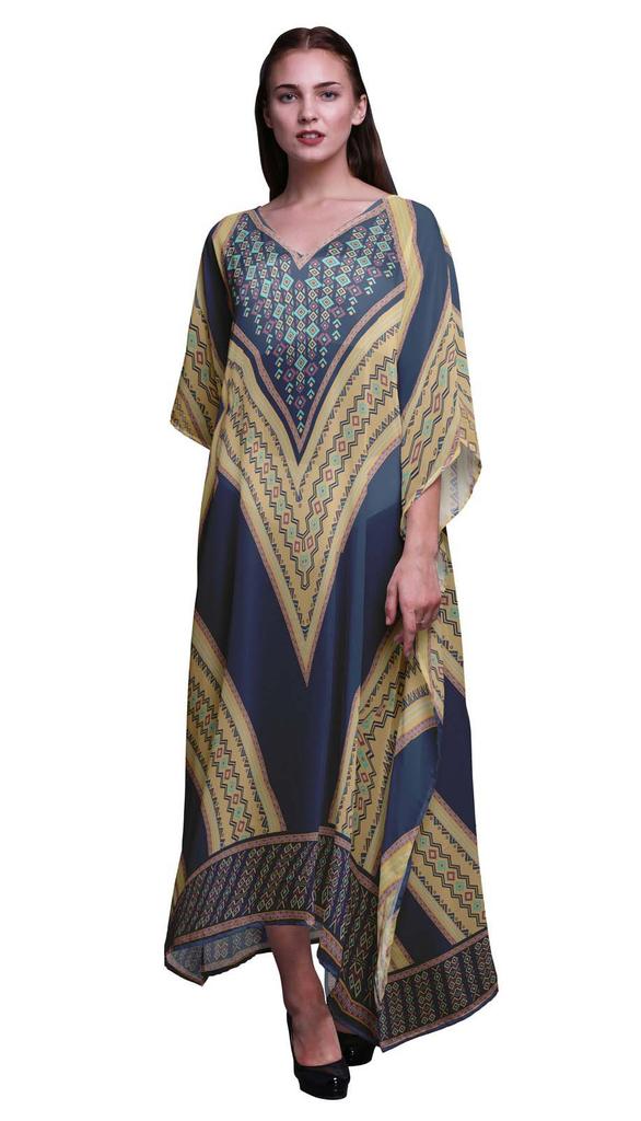 Phagun Geometric African Womens Long Beach Kaftan Beachwear Bikini Coverup Maxi