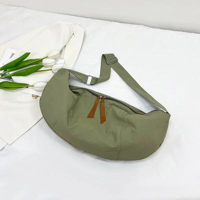 Solid Zipper Nylon Women's Casual Crossbody Bags with Inner Compartment Sewing Line Bags for Women