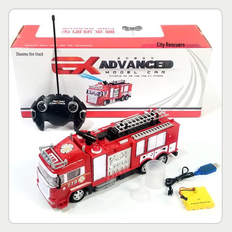 Remote Control Fire Truck Toy with Sound, Lights, and Water Spraying Feature