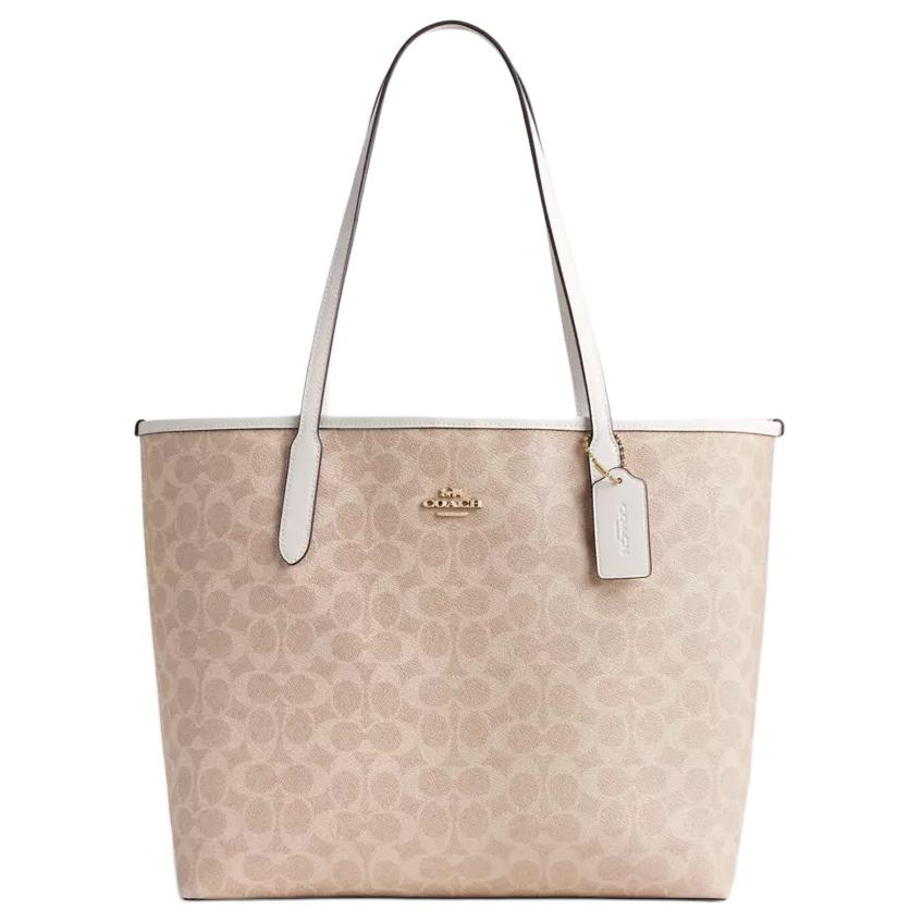 

Coach City 33 Classic Monogram Snap Closure Tote Bag Women tote Beige CV976-IMXDM Basic Set (Bag+Dust Bag)
