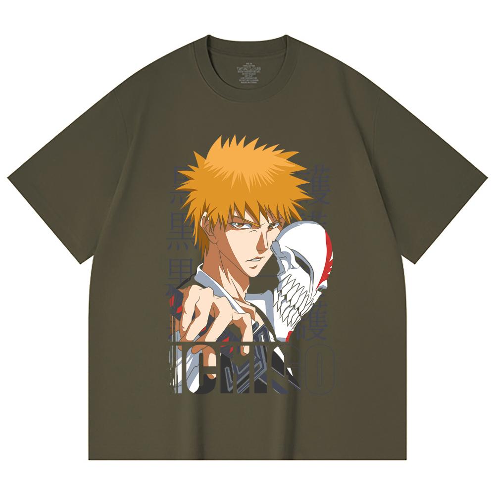 230 Gsm 100% Cotton Bleach V5 Ichigo Print Unisex Heavy Cotton T Shirt