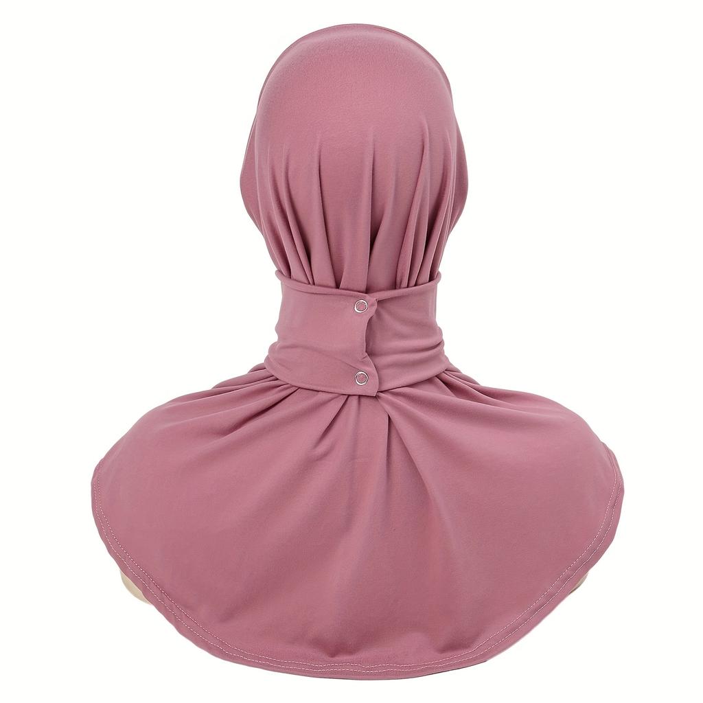 Stretchy Breathable Hijab Snap Closure Hijab for Women Moisture-Wicking All-Season Full Coverage Headscarf,Hijab for Ramadan, Sports & Casual Wear