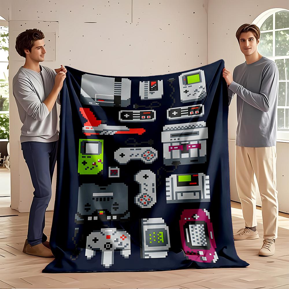 Retro Gaming Consoles and Controllers Design Flannel blanket for bedroom, living room, sofa, and nap sofas