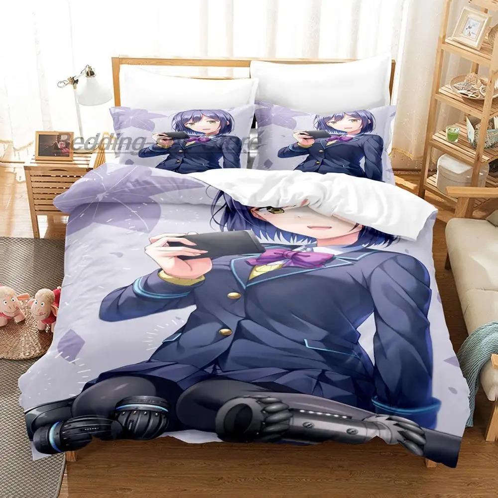 VTuber Ookami Mio Bedding Set Single Twin Full Queen King Size Bed Set Aldult Kid Bedroom Duvetcover Sets 3D Print Kawaii