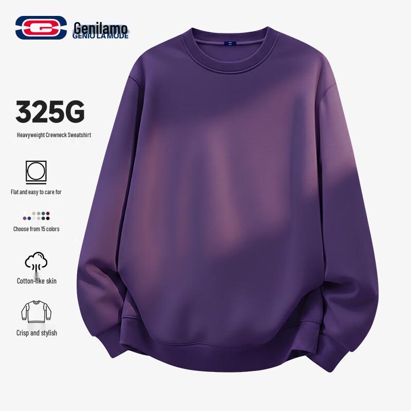 GENIOLAMODE Men s Round Neck Loose Fit Sweatshirt L