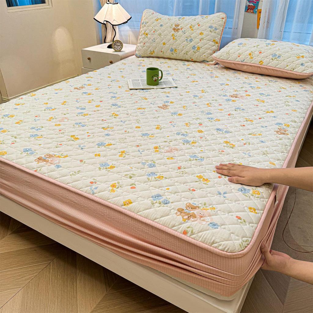 Retro Crinkle Cotton Quilted Fitted Sheet Set - 3 Piece 2025 Edition