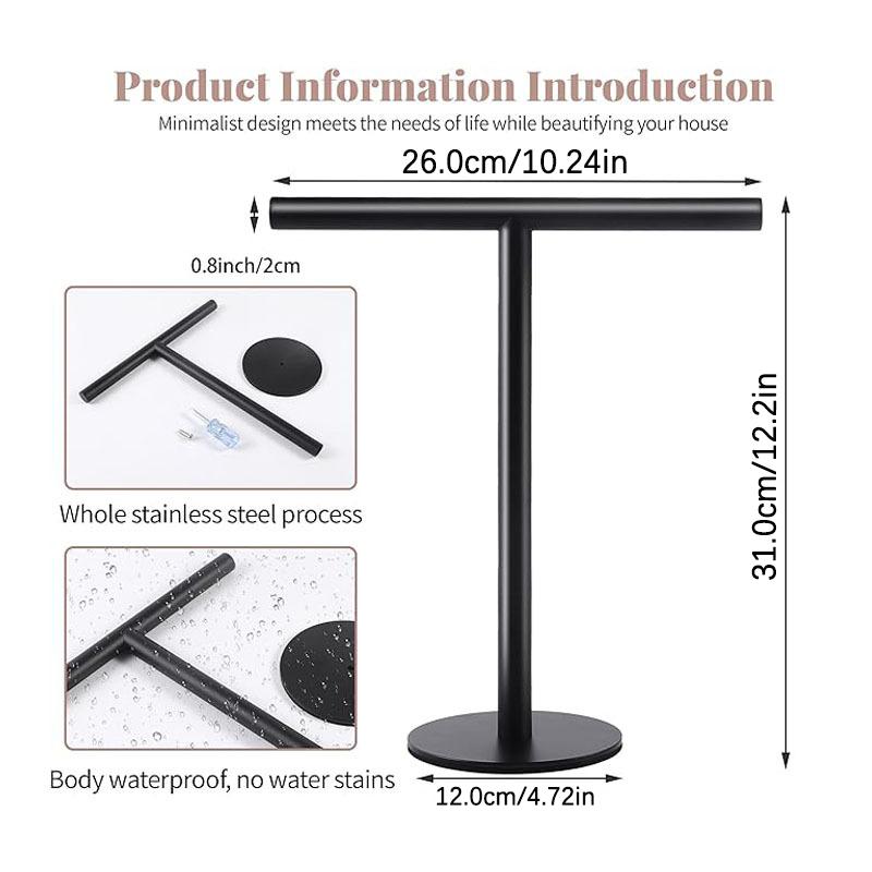 Mordern Hand Towel Holder T-Shape Standing Towel Rack Countertop Stainless Steel Towel Storage Organizer for Bathroom or Kitchen