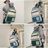 Retro Workwear Style Large Capacity Backpack Women Korean Version High School Students Color-blocking Trendy Shoulder Bag Men Travel Backpack