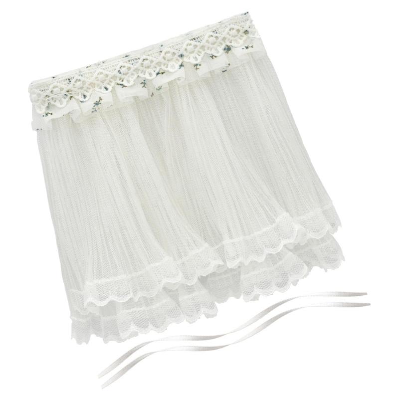 Delicate Lace Window Drapes For 1/12 Dollhouses Includes Two Removable Fabric Ties Perfect For Tiny Home Displays